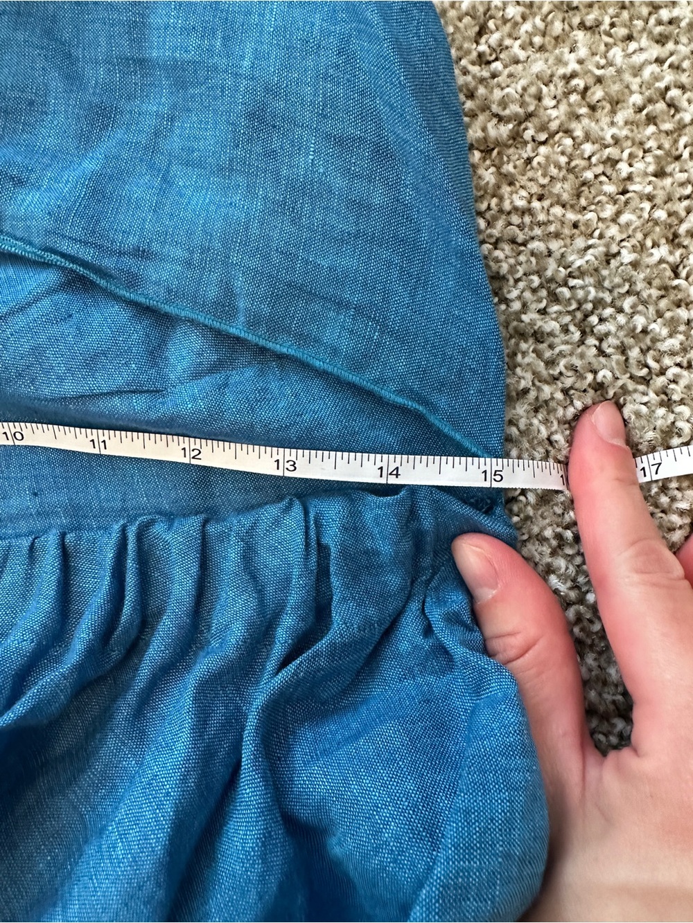 Linen Sleeveless V-Neck Blue Summer Dress - Picture 8 of 9